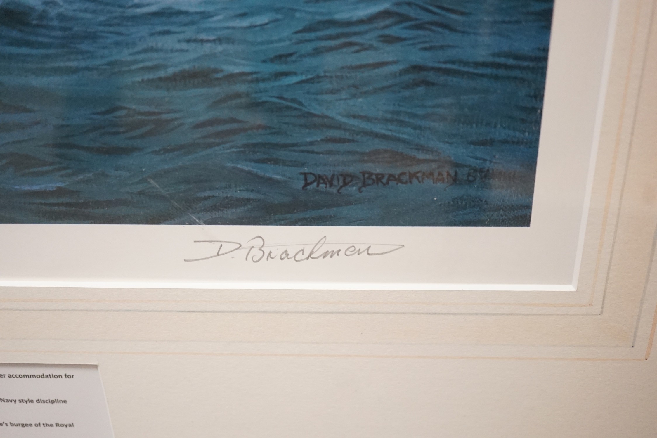 David Brackman (1932-2008), limited edition print, 'Lord Yarborough's yacht, Falcon', signed in pencil, 30/850, visible sheet 54 x 79cm